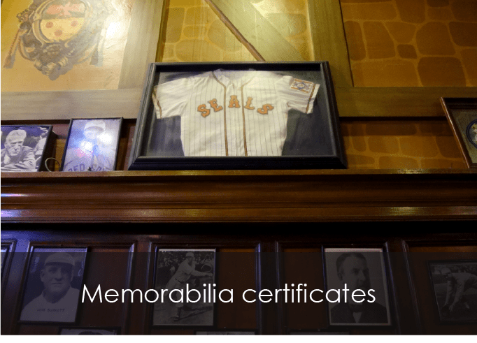 Memorabilia certificates