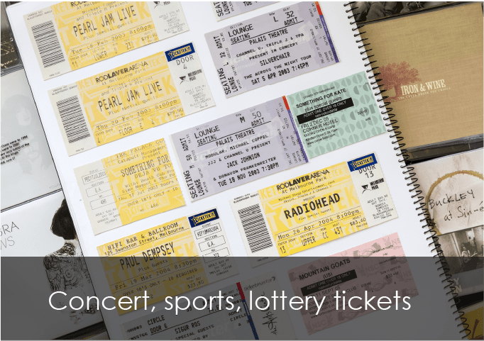 Concert, sports, lottery tickets