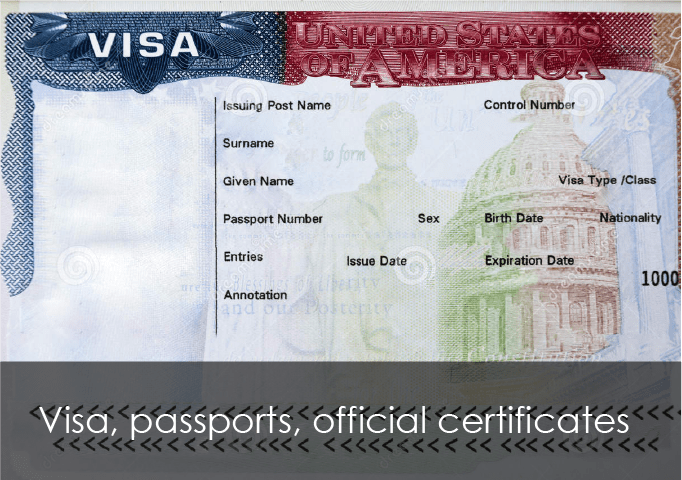 Visa, passports, official certificates