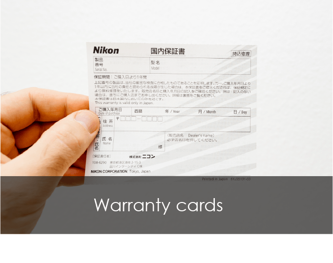 Warranty cards